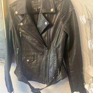 BCBGMaxAzria Mushroom Leather Moto Jacket